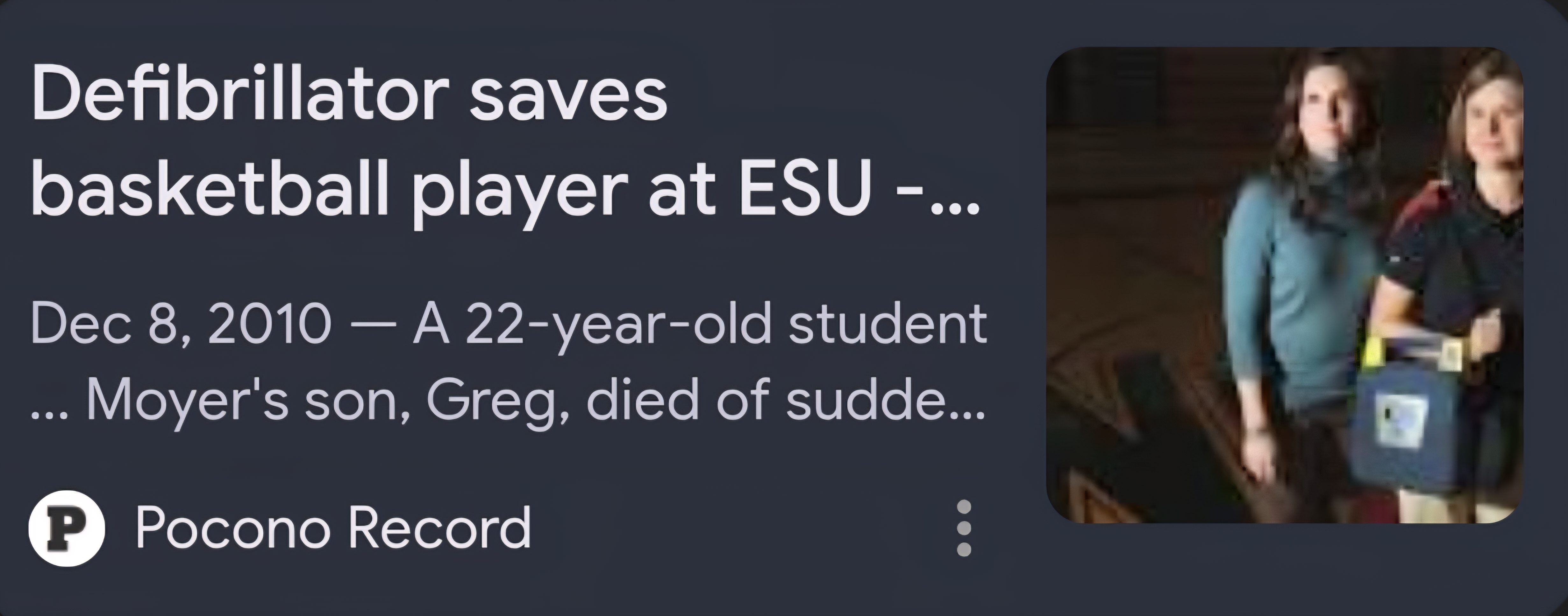 Defibrillator saves basketball player at ESU